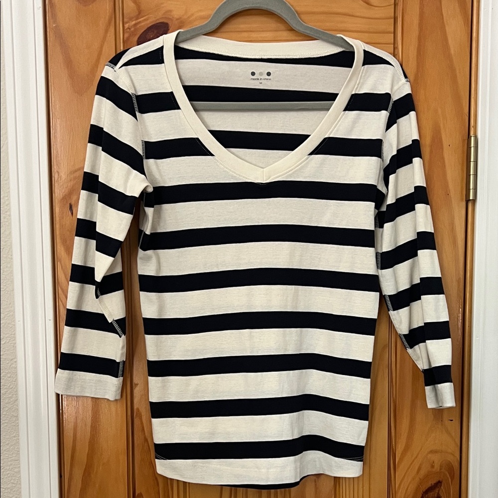 Three dots Striped V-Neck Women's Top